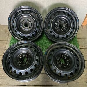 マツダ MAZDA鉄ホイール デミオホイール 14インチ 14×6J OFF;+45 +PCD;100-4H ハブ径;約54mm 傷あり、少し曲がりあり 4本 エアー漏れなし