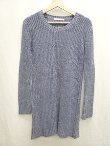 ◇ ⊇ MOUSSY マウジー ロング丈　コットン100% 長袖 ニット チュニック サイズF ブルー レディース P