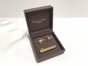 ■【YS-1】 ディオール Christian Dior ■ タイピン カフス セット ■ ゴールド系 ■ 元箱あり ドイツ製【同梱可能商品】■D