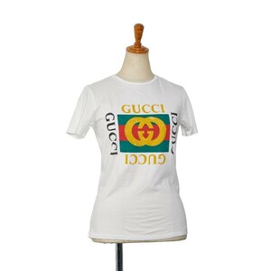 グッチ ヴィンテージロゴ プリント Tシャツ 半袖 サイズ：12 475740 ホワイト マルチカラー コットン レディース GUCCI 【中古】