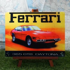 新品★インテリア雑貨★【ブリキ看板】Ferrari／フェラーリ　365GTB/4　Daytona　-Nostalgic-