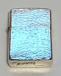 STERLING SILVER スターリング シルバー Zippo ハンマートーン ジッポー オイルライター 筆記体 左寄り 純銀 年代物 レア ビンテージ 喫煙