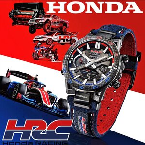 公式ホンダHONDAレーシング HRC限定モデル Wネーム カーボンファイバー 新品 カシオEDIFICE スマホ連動 ソーラー クロノグラフ 100m防水