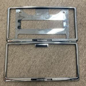 ●A3892● MERCEDES BENZ メルセデス ベンツ 純正 ナンバーフレーム 前後セット オプション OEM License Plate Frame AMG