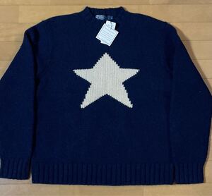 美品 polo ralph lauren ハンドニット ネイビー L 90s ビンテージ 星柄 スターニット ラルフローレン 