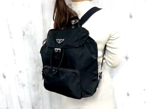 極美品 PRADA プラダ テスート ナイロンリュック リュックサック バッグ ナイロン×レザー 黒 78982