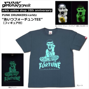 新品 10TH arktz アークティーズ × PUNK DRUNKERS PDS パンクドランカーズ あいつフォーチュン ＋ Tシャツ SLATE M