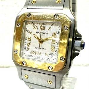 Z941-W14-201◎ Cartier カルティエ サントス ガルベSM 2423 デイト レディース 腕時計 自動巻き 稼働