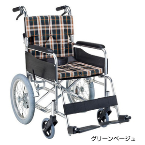 スタンダードモジュール車いす SMK30 座面幅38cm／グリーンベージュ（マキテック）SMK30-3843GB 介助式車いす・背折れタイプ