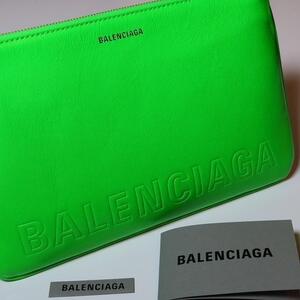 新品Balenciagaロゴ入りクラッチバッグポーチラージレザーバレンシアガ