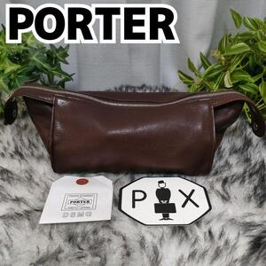 希少 PORTER セカンドバッグ ブラウン ポーター マルチポーチ 茶ジッパー 吉田カバン 男性 HEADPORTER フラグメントケース メンズ 