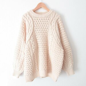 美品 CLANE クラネ HAND CABLE ARCH KNIT TOP ローゲージ プルオーバー ケーブルニット セーター 19106-1121 1 アイボリー ◆