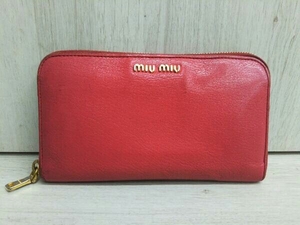 MIU MIU ミュウミュウ 5M0506 ラウンドファスナー長財布 ピンク系 レディース