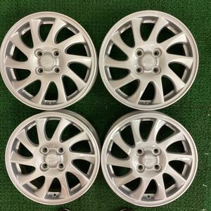 【387】ダイハツ タントカスタム純正アルミホイール15×4.5J+45 100-4H 再塗装シルバー中古品4本