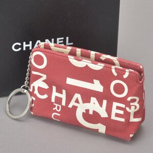 美品 CHANEL シャネル バイシーライン ポーチ キーリング付き 7番台 キャンバス レッド 小銭入れ コインケース 小物入れ Mk.c/k.i