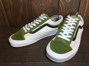 ★VANS バンズ US企画 Style36 スタイル36 白×緑×黒 25.5cm Used 検 オールドスクール SK8 ハーフキャブ スリッポン ERA スニーカー