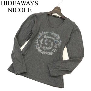 HIDEAWAYS NICOLE ハイダウェイ ニコル 通年 長袖 プリント★ カットソー ロンTシャツ Sz.46　メンズ グレー　C3T06749_7#F