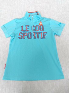 【le coq sportif】ルコック 半袖 Tシャツ ブルー 水色 サイズM ゴルフウェア GOLF スポーツ モックネック ハーフジップ ファッション