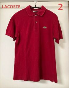 LACOSTE ラコステ ポロシャツ 2 M 胸ロゴ 赤 レッド 半袖