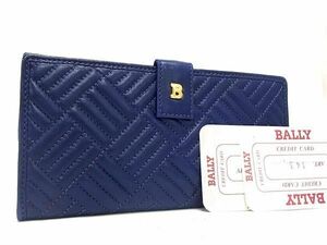 1円 ■美品■ BALLY バリー レザー 二つ折り 長財布 ウォレット 小銭入れ 札入れ カード入れ メンズ ブルー系 AX7652