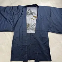 新品 着物 羽織 メンズ 男物 鷹 松 富士山 ネイビー