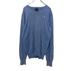 Polo Ralph Lauren Ｖネック ニット XL ブルー ポロラルフローレン ビッグサイズ 古着卸 アメリカ仕入 a503-6656