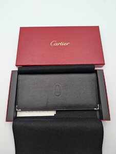 ★□Cartier カルティエ マスト ドゥ カルティエ インターナショナル ウォレット 2つ折長札入れ 長財布 レザー ブラック 箱付き 未使用品