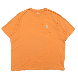 古着 カーハート CARHARTT ポケットTシャツ ワンポイント オレンジ サイズ表記：4XL　gd81053