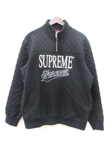 シュプリーム SUPREME 19ss Forever Half Zip Sweatshirt ハーフ ジップ キルティング スウェット トレーナー ブラック S ロゴ ☆AA☆