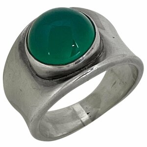 ジョージジェンセン Georg Jensen デザイン リング カルセドニー 124 指輪 8.5号 シルバー925 シルバー グリーン レディース 【中古】