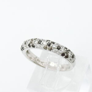 【送料無料】ポンテヴェキオ Ponte Vecchio K18WG ダイヤモンド0.26ct ブラックダイヤ0.25ct パヴェ リング 10号★仕上げ済