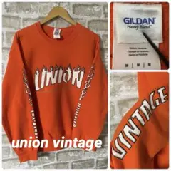 union vintage メンズM スウェット　フレイム　ファイヤー　オレンジ