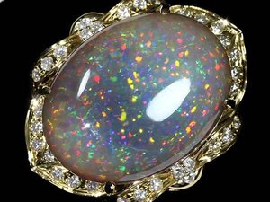 KML14173SS【1円～】新品【RK宝石】≪opal≫ 圧倒的存在感! 極上オパール 超特大41.6ct! 極上ダイヤモンド 1.15ct K18 超高級リング ダイヤ