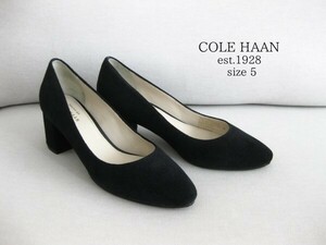 ☆COLE HAANコールハーン☆ヒールパンプス☆黒☆スエード☆5(22cm)☆太ヒール☆スエードパンプス☆アメリカ