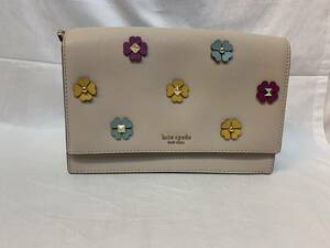 ▼ kate spade ケイト スペード レザー ハンドバッグ チェーン バッグ スペード フラワー アップリケ ピンクベージュ WKRU5982