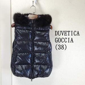 綺麗◆正規品 DUVETICA デュベティカ GOCCIA ゴッチャ フォックスファー付 フーデッド ダウンベスト レディース(38)黒/ブラック