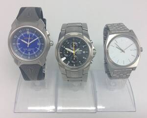 F31■【QZ/不動】3点まとめ NIXON ニクソン CONQUER 2E / FULL METAL 5J / MINIMAL 15F 腕時計 アナログ クオーツ 現状品 ジャンク品