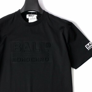 新品 BALL ボール エンボス加工 半袖 Tシャツ M メンズ シャツ イタリア発人気ブランド ビッグロゴ 黒 ブラック ◆CH2549A