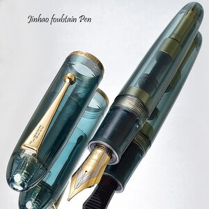 ■●万年筆【JINHAO/金豪】Dadao 9019 極太軸 クリアグリーン 透明軸 デモンストレーター 存在感 迫力 風格 超大型 M 中字 新品 /JH156CLGN