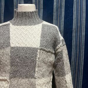 80s 90s j.crew patchwork turtle neck knit パッチワーク セーター ニット 80年代 90年代 シェットランドウール 巨人タグ ネップ