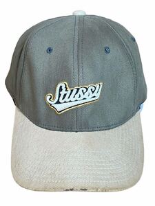 ●●vintage old STUSSY ステューシー ロゴキャップ オリーブグリーンxベージュ MーXL●●