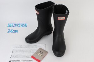 HUNTER ハンター レディース レインショートブーツ ブラック 24cm相当 WFS1013RMA レインブーツ 雨靴 R2410-054