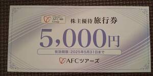 AFC-HD株主優待旅行券・AFCツアーズ5,000円×1枚☆2025年5月31日期限