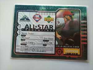 1998 Upperdeck All-Star Credentials Scott Rolen