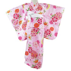 【訳有り/新品】こども用 女の子浴衣 単品110サイズ ピンク 矢絣 鞠 花柄