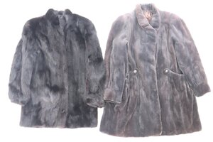 【2点】SAGA MINK サガミンク Superb Quality / SELECTED 毛皮 ファー コート サイズ 13 F ブラック グレー 系 レディース まとめ 3751-NA