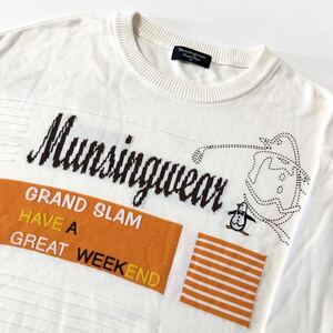 Munsingwear/マンシングウェア☆ニット/セーター☆ペンギン刺繍/ストレッチ/ジャケット/ゴルフウェア/ベージュ/M