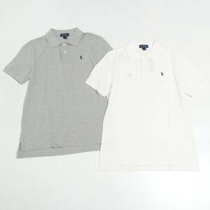 TH7939□未使用含む*ポロラルフローレン/POLO RALPH LAUREN*キッズサイズ*L(14-16)*半袖ポロシャツ2点set*鹿の子*ポニー刺繍*グレー系+白系