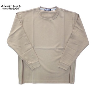 【48】Alcott hill(アルコット ヒル) ビッグシルエット サイドファスナー ストレッチ ダンボールニット 長袖 Tシャツ カーキ