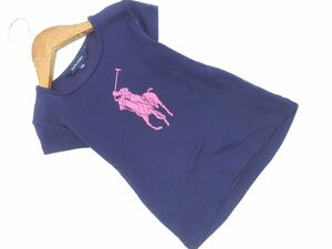 ネコポスOK Ralph Lauren ラルフローレン ロゴ プリント Tシャツ 110cm 紺 ■◆ ☆ efc4 子供服